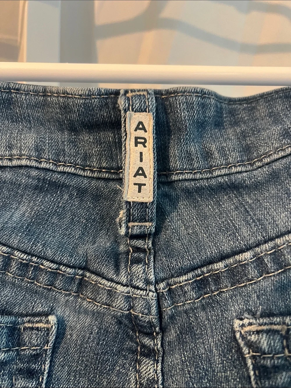 Ariat Dark Blue High Ruse Flare Jeans with Raw Hem 12” Flare Button Fly - Picture 2 of 16